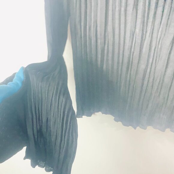 Vince Crinkled V-Neck Blouse – Black, Size L, Made in China - Picture 8 of 15